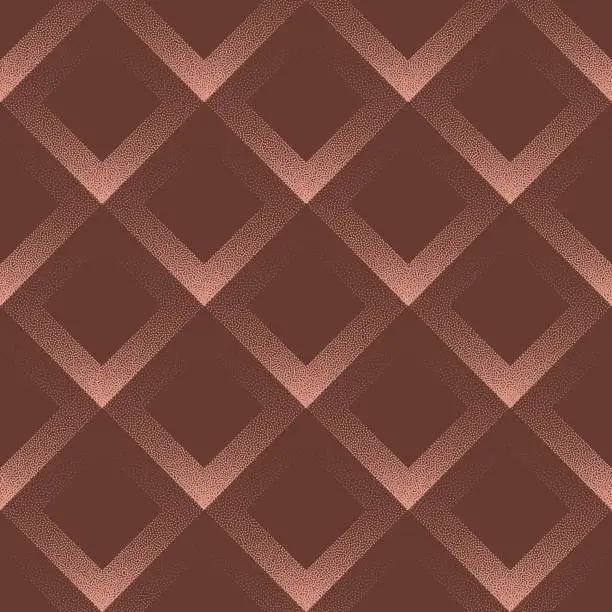 Vector illustration of Rhombus Grid Retro Style Seamless Pattern Trend Vector Brown Abstract Background