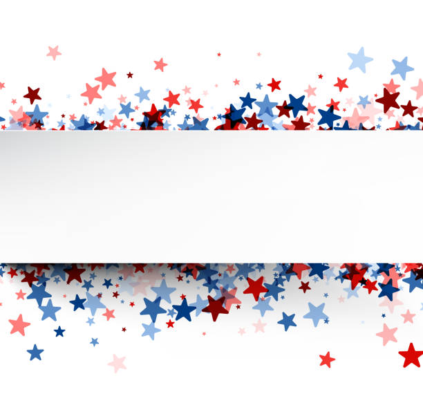 Patriotic Star Border Frame A festive border frame with a scatter of red, white, and blue stars on a white background, ideal for patriotic themes and celebrations. red frame stock illustrations