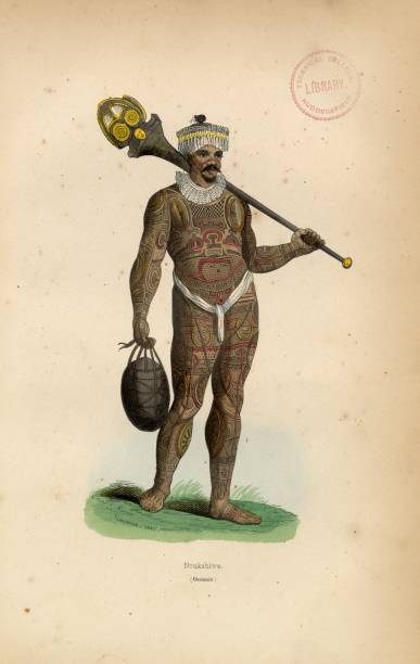 istock ANTIQUE COSTUME Print of a Noukahiwa Man by Auguste Wahlen, 1843 2106916690