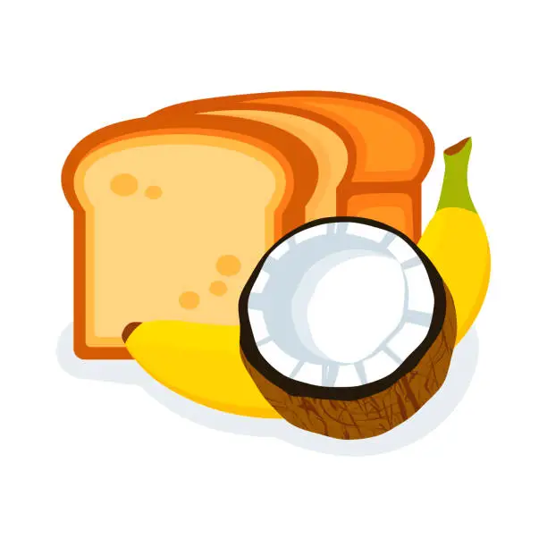 Vector illustration of Coconut Banana Bread icon vector isolated on a white background
