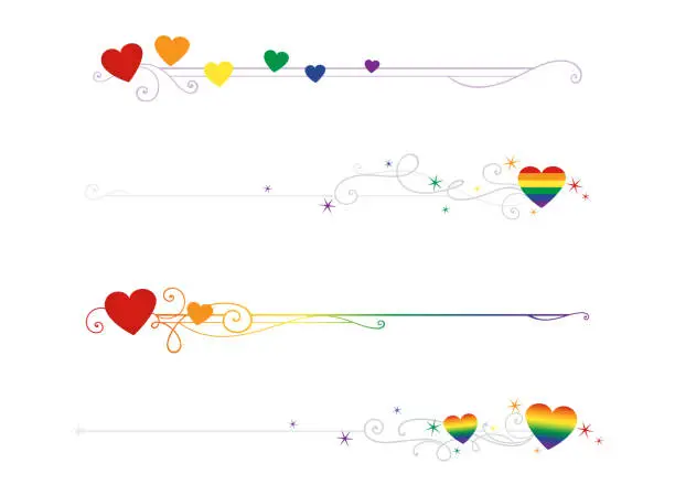 Vector illustration of Rainbow pride dividers