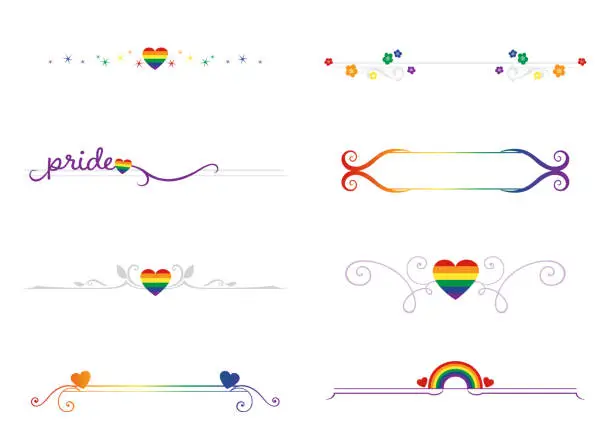 Vector illustration of Rainbow pride dividers