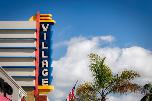 The Village Theater, built in 1948, stands on Orange Avenue in Coronado, California.