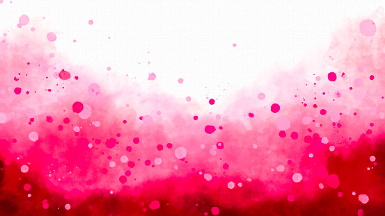 Abstract Red Watercolor Painting on Watercolor Paper with Splashing Water Drops - Vivid Colors - subtle paper texture is visible