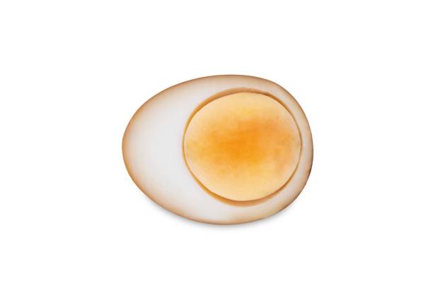 Tamago soy sauce eggs on a white isolated background. toning