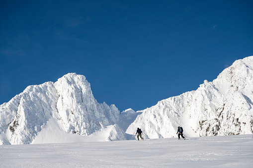 People walking in snowy mountains with snowshoes(Mt.nekodake,Nagano)
