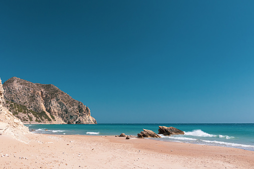 Beautiful day at the Kavo Paradiso beach in kos island, greece