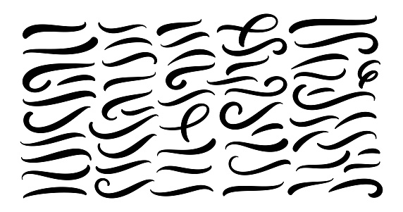 Set of hand lettering underlines lines. Vector underline stroke. Design concept element collection.