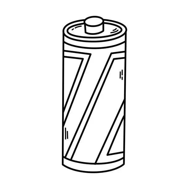Vector illustration of Doodle battery. Vector battery icon with in cartoon style.