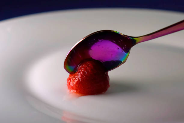 A single fresh strawberry on a white plate with a napkin beside it, captured in clean, soft studio lighting. Ideal for healthy living, detox, freshness, diet, and minimal food concepts. 3d