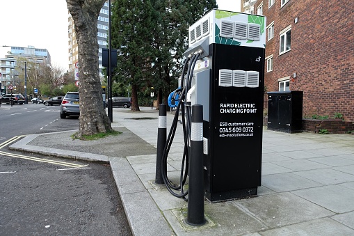 Kilburn, London, England, UK - March 22nd 2024: ESB Energy Rapid Electric Charge Point