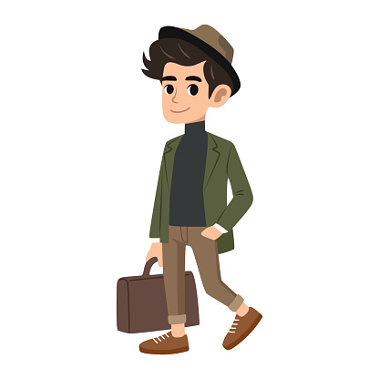 Cartoon Guy With Suitcase