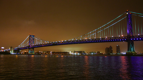 Philadelphia, USA - November 20, 2009:  A suspension bridge that connects Manhattan and the mainland