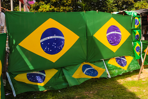 Flag of Brazil, photo with a lot of patriotism, courage and a strong culture.