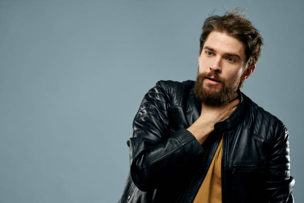 istock cute bearded man musician leather jacket attractive look lifestyle 2107454819