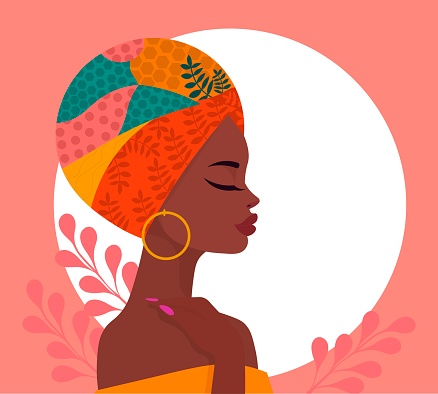 African woman with turban, vector illustration
