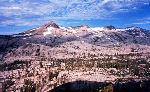 The Crystal Mountain Range of Desolation Wilderness with 9983ft Pyramid Peak in foreground.