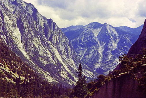 View of South Fork Kings Canyon with 9143ft The Sphinx in the background as seen from the switchbacks of the Paradise Valley Trail.