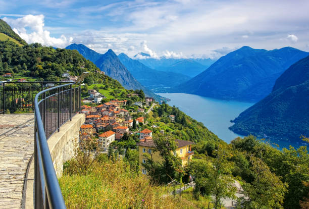 istock Bre small village on Lake Lugano 2107472685