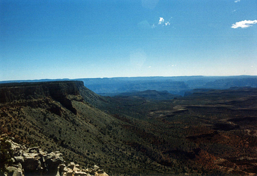 From the Shivwits Plateau of the North Rim, the eastward view at Kelly Point looking across the many gorges of Grand Canyon National Park.