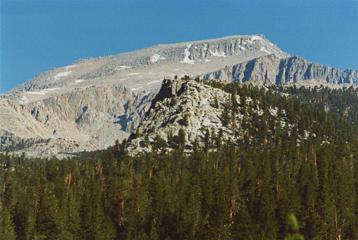 14,032ft Mount Langley as seen from slopes of South Fork Cottonwood Creek of Golden Trout Wilderness in Inyo County.