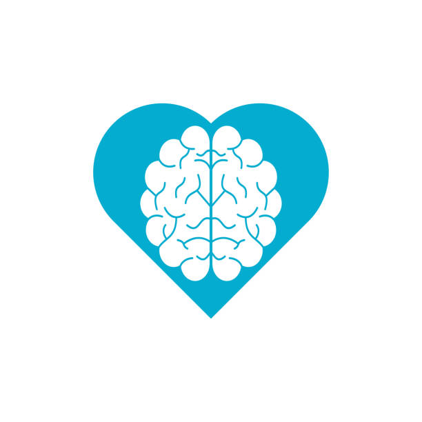 illustrazioni stock, clip art, cartoni animati e icone di tendenza di brain heart shape concept logo design. - human heart flash