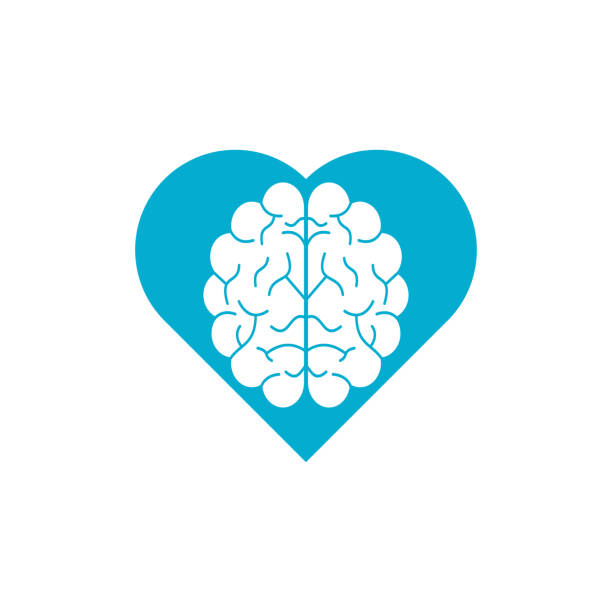 ilustrações de stock, clip art, desenhos animados e ícones de brain heart shape concept logo design. - human heart flash