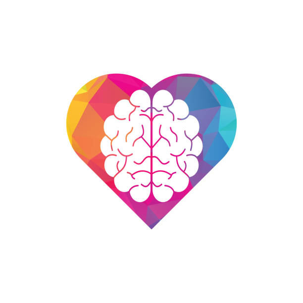 brain heart shape concept logo design. - human heart flash stock illustrations