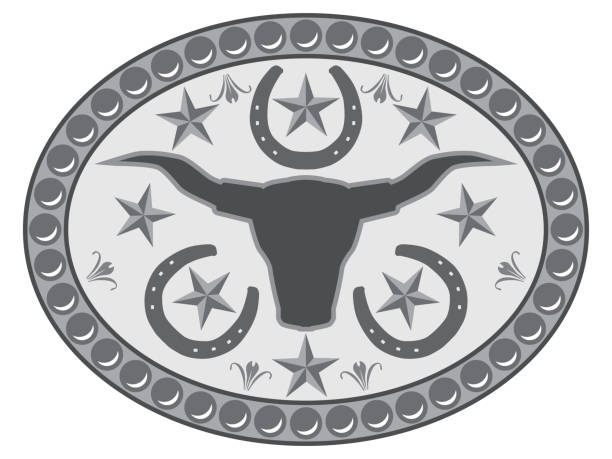 kovbojská přezka na opasek - opasek osobní doplněk stock ilustrace