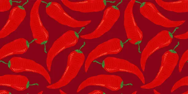 Vector illustration of Vector seamless pattern of vintage chilli pattern.