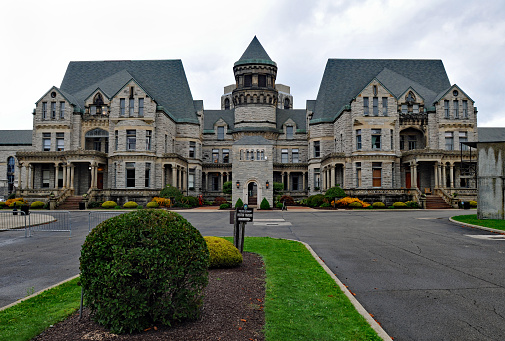 Mansfield, OH, USA, Sept. 12, 2023: The former Ohio State Reformatory in Mansfield is now a popular tourist attraction and filming location for movies including The Shawshank Redemption and Air Force One.