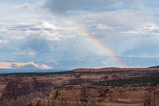 Rainbow over Colorado National Monument, Colorado, USA