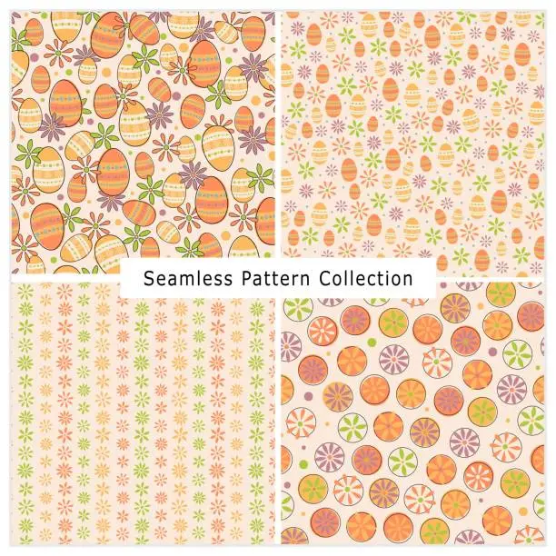 Vector illustration of Set of Cream Colored Easter Patterns