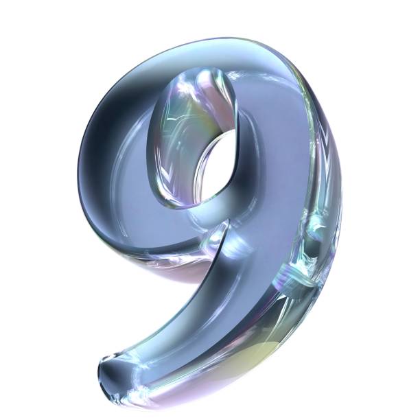 set of number blue color 3d render