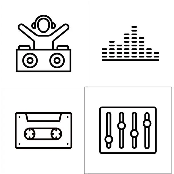 Vector illustration of Music Icon Set - Thick Line Series Editable Stroke