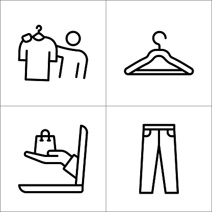 Online shopping concept line icon set, editable stroke
