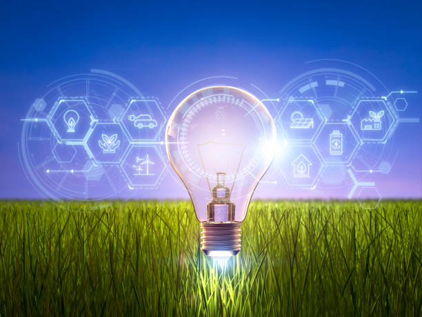 istock Renewable and  sustainable energy development with idea light bulb and graphic display 2107894328