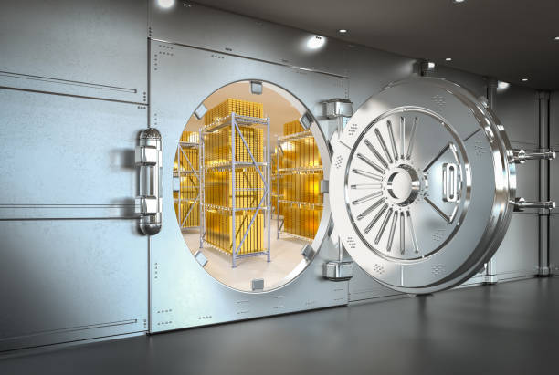 istock Bank vault door opened with bullion inside 2107904841