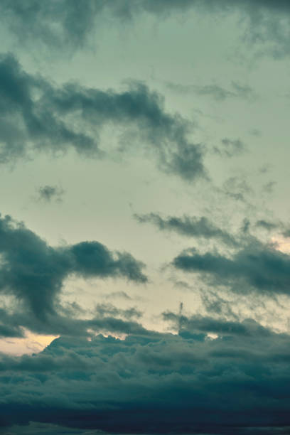 Clearing sky after rain.Natura background, clouds at sunset