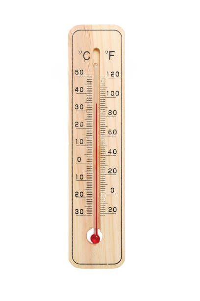 istock Wooden outdoor thermometer object white background. 2108000313