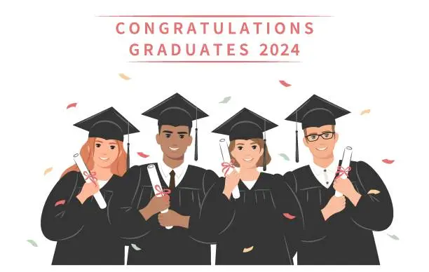 Vector illustration of graduates people 012