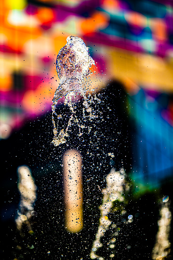 Color fountain at night