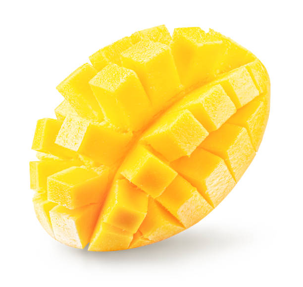 istock tasty mango slices isolated on the white background. Clipping path 2108048215