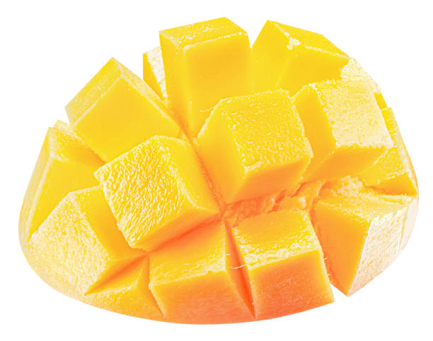 istock slices of mango isolated on the white background. Clipping path 2108058841