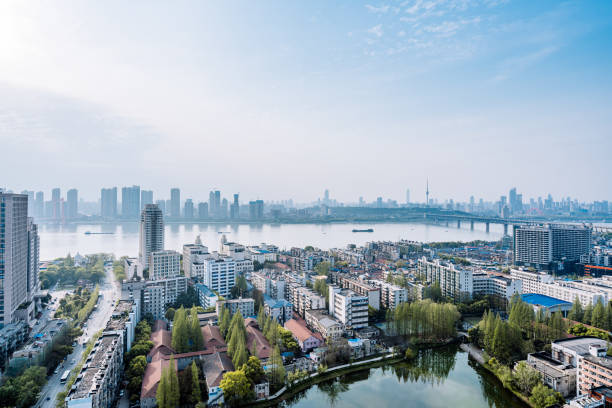 High Angle View Skyline in Wuhan, Hubei Province, China