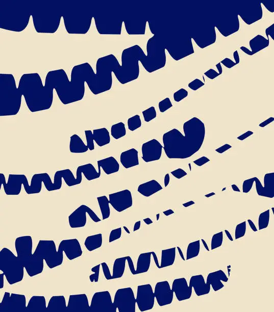 Vector illustration of abstract blue curve tire track pattern collection