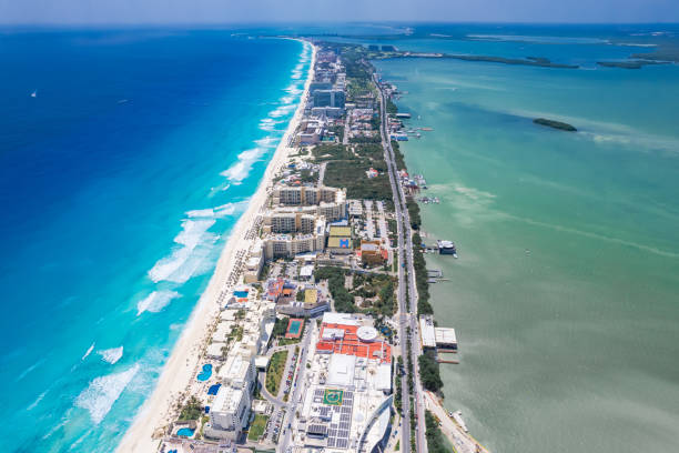 istock Aerial view of Cancun Hotel Zone, Mexico 2108167031
