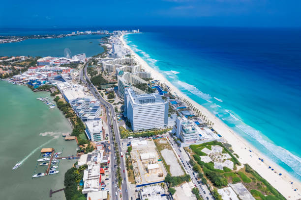 istock Aerial view of Cancun Hotel Zone, Mexico 2108169202