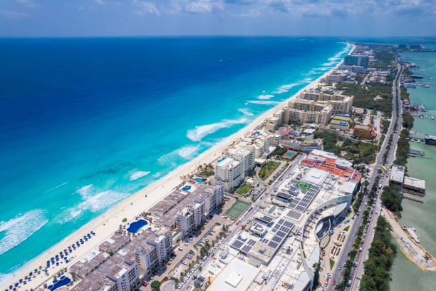 istock Aerial view of Cancun Hotel Zone, Mexico 2108171758