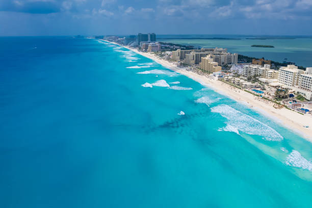 istock Aerial view of Cancun Hotel Zone, Mexico 2108173302